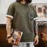 Men’s Vintage Green Pocket Tee – Heavyweight Cotton Summer T-Shirt